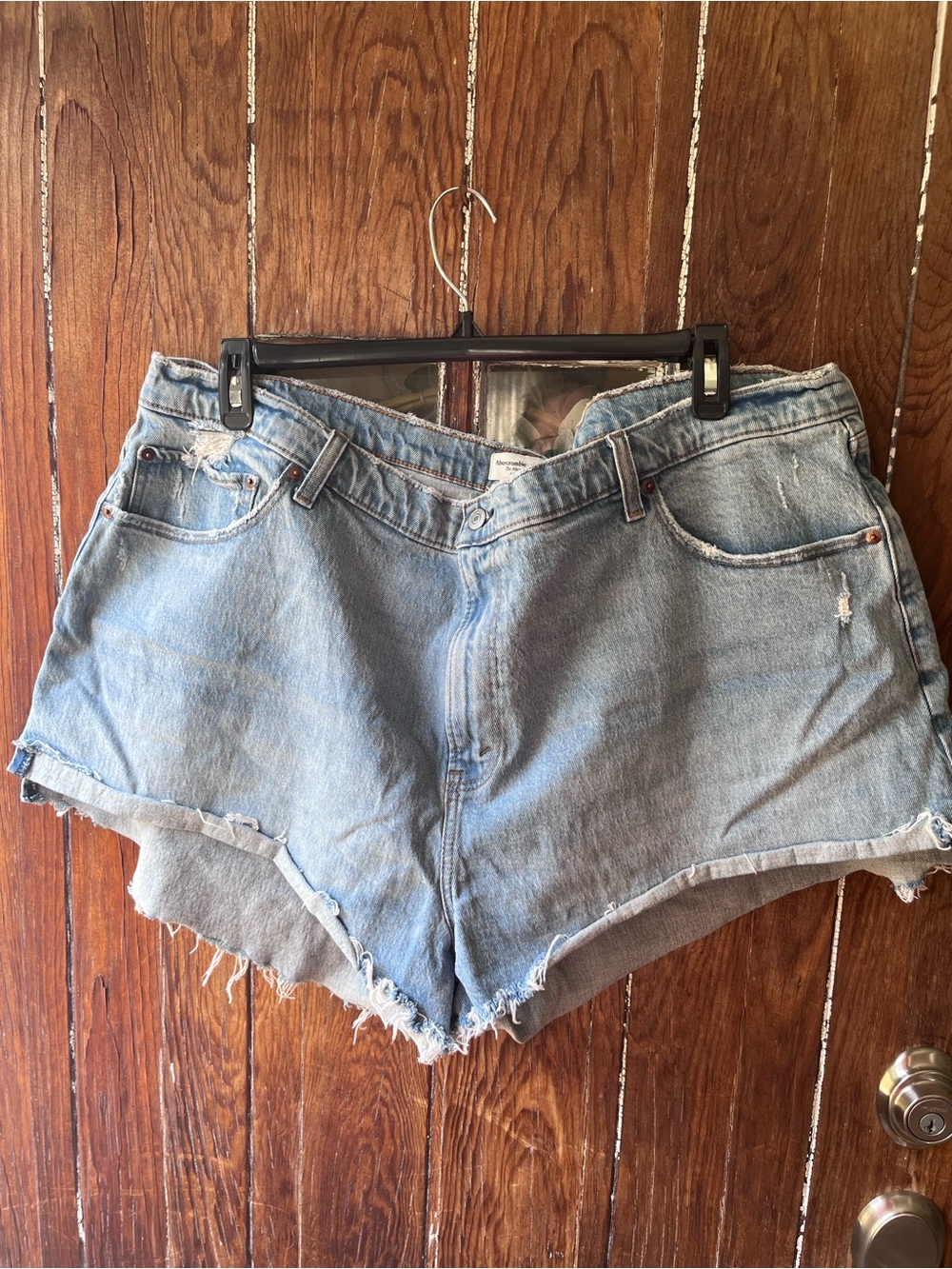 Abercrombie & Fitch Light Blue Denim The Mom Short Cutoff Shorts